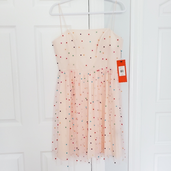 Monique Lhuillier Dresses & Skirts - Monique Chiffon A-line Beaded Pearl Dress Prom